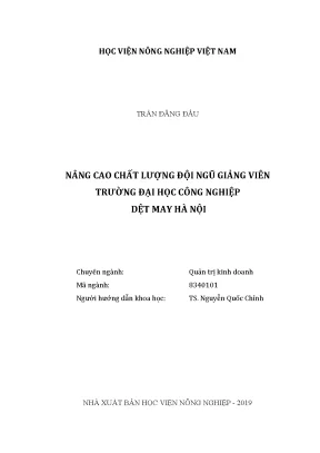 Luận văn thạc sĩ vnua nâng cao chất lượng đội ngũ giảng viên trường đại học công nghiệp dệt may hà nội