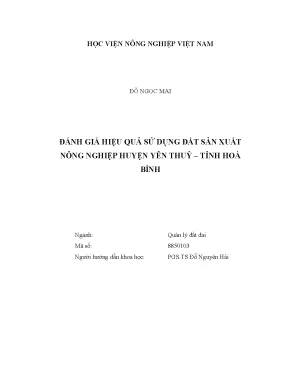 Luận văn thạc sĩ vnua đánh giá hiệu quả sử dụng đất sản xuất nông nghiệp huyện yên thủy tỉnh hòa bình