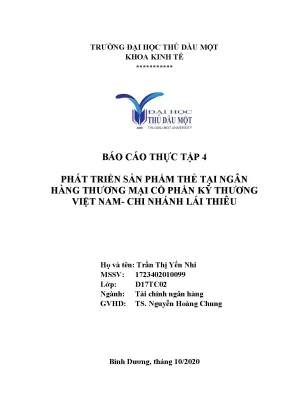 Khóa luận tốt nghiệp phát triển sản phẩm thẻ tại ngân hàng thương mại cổ phần kỹ thương việt nam chi nhanh lái thiêu