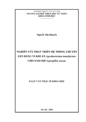 Luận văn thạc sĩ hus nghiên cứu phát triển hệ thống chuyển gen bằng vi khuẩn agrobacterium tumefaciens cho nấm sợi aspergillus oryzae