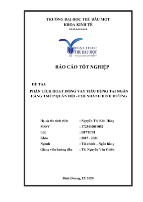 Khóa luận tốt nghiệp phân tích hoạt động cho vay tiêu dùng tại ngân hàng tmcp quân đội chi nhánh bình dương
