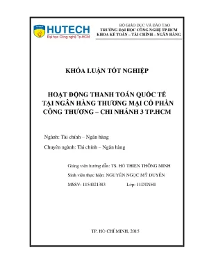 Luận văn thạc sĩ hay hoạt động thanh toán quốc tế tại ngân hàng thương mại cổ phần công thương chi nhánh 3 tp hcm