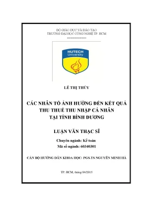 Luận văn thạc sĩ hay các nhân tố ảnh hưởng đến kết quả thu thuế thu nhập cá nhân tại tỉnh bình dương