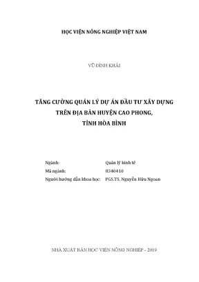 Luận văn thạc sĩ vnua tăng cường quản lý dự án đầu tư xây dựng trên địa bàn huyện cao phong tỉnh hòa bình