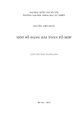 Luận văn thạc sĩ hus một số dạng bài toán tổ hợp