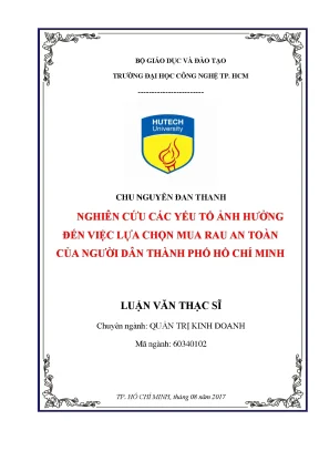 Luận văn thạc sĩ hay các yếu tố ảnh hưởng đến việc lựa chọn mua rau an toàn của người dân thành phố hồ chí minh