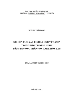 Luận án tiến sĩ hus nghiên cứu xác định lượng vết asen trong môi trường nước bằng phương pháp von ampe hòa tan