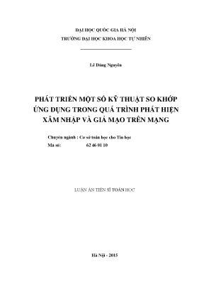 Luận án tiến sĩ hus phát triển một số kỹ thuật so khớp ứng dụng trong quá trình phát hiện xâm nhập và giả mạo trên mạng
