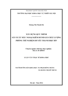 Luận văn thạc sĩ hus xây dựng quy trình sản xuất mẫu ngoại kiểm đánh giá chất lượng phòng thí nghiệm huyết thanh học hiv