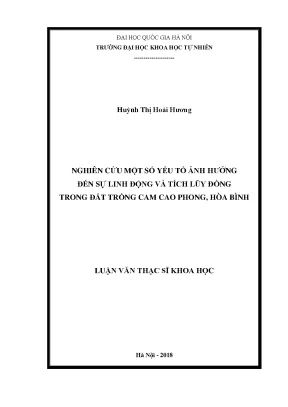 Luận văn thạc sĩ hus nghiên cứu một số yếu tố ảnh hưởng đến sự linh động và tích lũy đồng trong đất trồng cam cao phong hòa bình