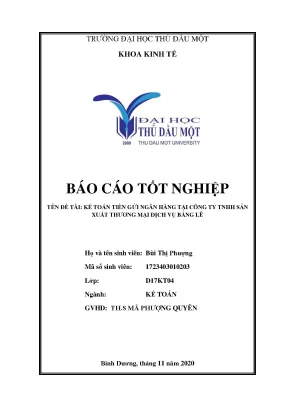 Khóa luận tốt nghiệp kế toán tiền gửi ngân hàng tại công ty tnhh mtv sản xuất thương mại dịch vụ bằng lê