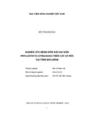 Luận văn thạc sĩ vnua nghiên cứu bệnh đốm nâu do nấm phyllosticta citriasiana trên cây có múi tại tỉnh hòa bình