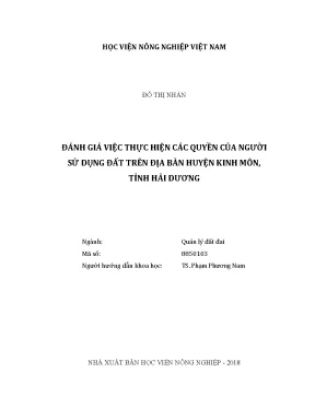 Luận văn thạc sĩ vnua đánh giá việc thực hiện các quyền của người sử dụng đất trên địa bàn huyện kinh môn tỉnh hải dương