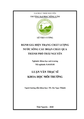 Luận văn thạc sĩ hay đánh giá hiện trạng chất lượng nước sông cầu đoạn chảy qua thành phố thái nguyên