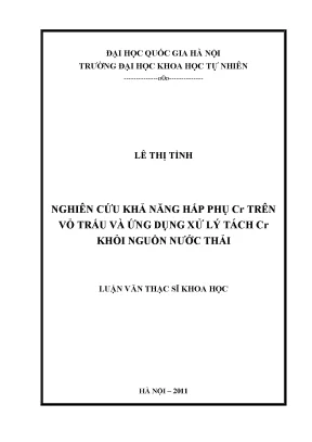 Luận văn thạc sĩ hus nghiên cứu khả năng hấp phụ cr trên vỏ trấu và ứng dụng xử lý tách cr khỏi nguồn nước thải