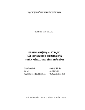 Luận văn thạc sĩ vnua đánh giá hiệu quả sử dụng đất nông nghiệp trên địa bàn huyện kiến xương tỉnh thái bình
