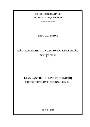 Luận văn thạc sĩ hay đào tạo nghề cho lao động xuất khẩu ở việt nam