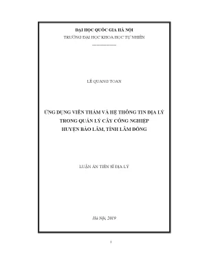 Luận án tiến sĩ hus ứng dụng viễn thám và hệ thông tin địa lý trong quản lý cây công nghiệp huyện bảo lâm tỉnh lâm đồng