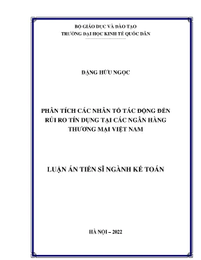Luận án tiến sĩ phân tích các nhân tố tác động đến rủi ro tín dụng tại các ngân hàng thương mại việt nam