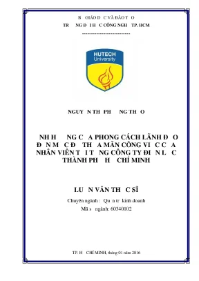 Luận văn thạc sĩ hay ảnh hưởng của phong cách lãnh đạo đến mức độ thỏa mãn công việc của nhân viên tại tổng công ty điện lực tphcm