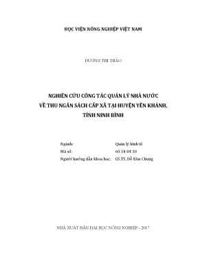 Luận văn thạc sĩ vnua nghiên cứu công tác quản lý nhà nước về thu ngân sách cấp xã tại huyện yên khánh tỉnh ninh bình