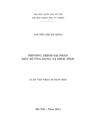 Luận văn thạc sĩ hus phương trình sai phân một số ứng dụng và định tính