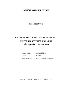Luận văn thạc sĩ vnua phát triển thị trường tiêu thụ hàng hóa của tổng công ty hòa bình minh trên địa bàn tỉnh phú thọ