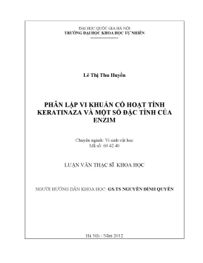 Luận văn thạc sĩ hus phân lập vi khuẩn có hoạt tính keratinaza và một số đặc tính của enzim