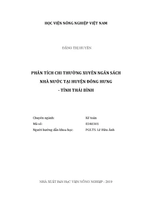 Luận văn thạc sĩ vnua phân tích chi thường xuyên ngân sách nhà nước tại huyện đông hưng tỉnh thái bình