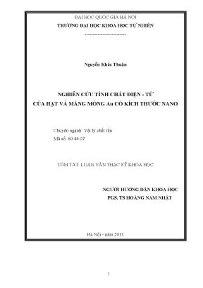 Luận văn thạc sĩ hus nghiên cứu tính chất điện từ của hạt và màng mỏng au có kích thước nano