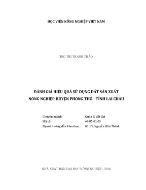 Luận văn thạc sĩ vnua đánh giá hiệu quả sử dụng đất sản xuất nông nghiệp huyện phong thổ tỉnh lai châu