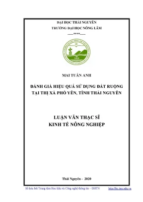 Luận văn thạc sĩ hay đánh giá hiệu quả sử dụng đất ruộng tại thị xã phổ yên tỉnh thái nguyên