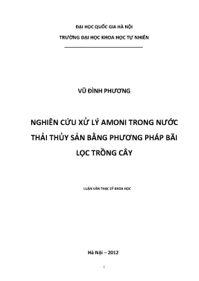 Luận văn thạc sĩ hus nghiên cứu xử lý amoni trong nước thải thủy sản bằng phương pháp bãi lọc trồng cây