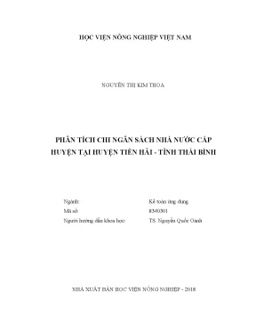 Luận văn thạc sĩ vnua phân tích chi ngân sách nhà nước cấp huyện tại huyện tiền hải tỉnh thái bình