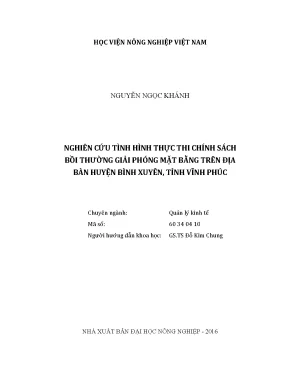 Luận văn thạc sĩ vnua nghiên cứu tình hình thực thi chính sách bồi thường giải phóng mặt bằng trên địa bàn huyện bình xuyên tỉnh vĩnh phúc