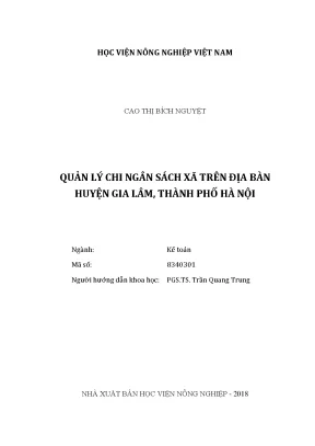 Luận văn thạc sĩ vnua quản lý chi ngân sách xã trên địa bàn huyện gia lâm thành phố hà nội