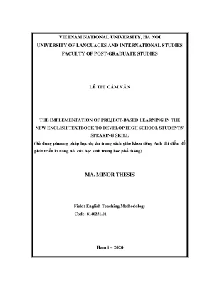 Luận văn thạc sĩ hus the implementation of project based learning in the new english textbook to develop high school students speaking skill