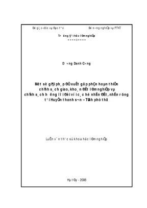 Luận văn thạc sĩ hay một số giải pháp đề xuất góp phần hoàn thiện chính sách giao khoán đất lâm nghiệp và chính sách