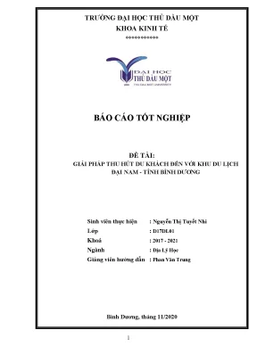 Khóa luận tốt nghiệp giải pháp thu hút du khách đến với khu du lịch đại nam tỉnh bình dương