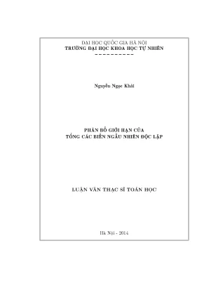 Luận văn thạc sĩ hus phân bố giới hạn của tổng các biến ngẫu nhiên độc lập