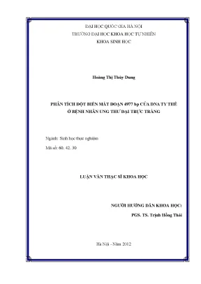 Luận văn thạc sĩ hus phân tích đột biến mất đoạn 4977 bp của dna ty thể ở bệnh nhân ung thư đại trực tràng