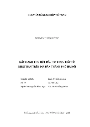 Luận văn thạc sĩ vnua đẩy mạnh thu hút đầu tư trực tiếp từ nhật bản trên địa bàn thành phố hà nội