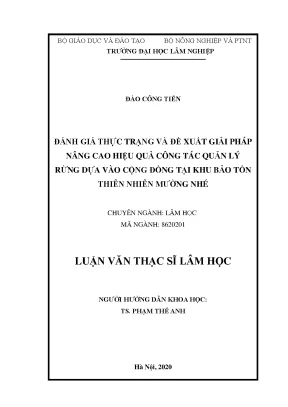 Luận văn thạc sĩ hay đánh giá thực trạng và đề xuất giải pháp nâng cao hiệu quả công tác quản lý rừng dựa vào cộng đồng tại khu bảo tồn thiên nhiên mường nhé