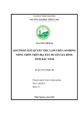 Luận văn thạc sĩ hay giải pháp giải quyết việc làm cho lao động nông thôn trên địa bàn huyện gia bình tỉnh bắc ninh