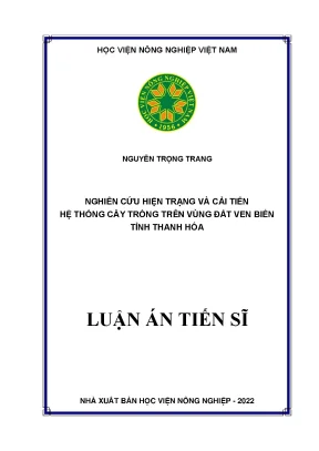 Luận án tiến sĩ nghiên cứu hiện trạng và cải tiến hệ thống cây trồng trên vùng đất ven biển tỉnh thanh hóa
