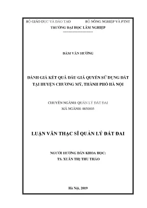 Luận văn thạc sĩ hay đánh giá kết quả đấu giá quyền sử dụng đất tại huyện chương mỹ thành phố hà nội