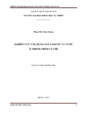 Luận văn thạc sĩ hus nghiên cứu ứng dụng sắt nano xử lý nước ô nhiễm crôm và chì
