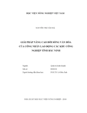 Luận văn thạc sĩ vnua giải pháp nâng cao đời sống văn hóa của công nhân lao động các khu công nghiệp tỉnh bắc ninh