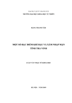 Luận văn thạc sĩ hus một số đặc điểm khí hậu và xâm nhập mặn tỉnh trà vinh