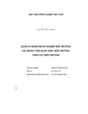 Luận văn thạc sĩ vnua quản lý kinh phí sự nghiệp môi trường tại trung tâm quan trắc môi trường tổng cục môi trường